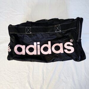 Vintage Black Adidas Duffle/Travel/Gym Bag w/ Pink Logo